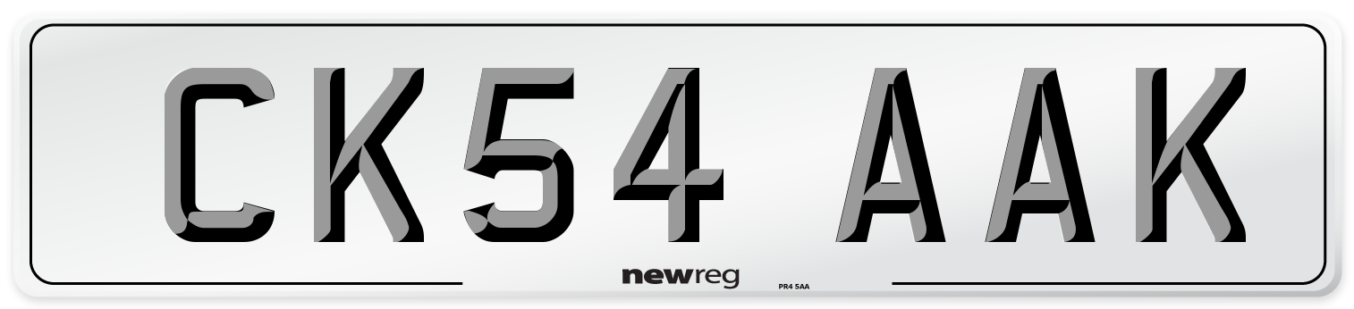 CK54 AAK Number Plate from New Reg